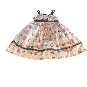 Blueberry Boulevard Dress Kids Pink Cupcake Dessert‎ Polka Dot SIZE 5